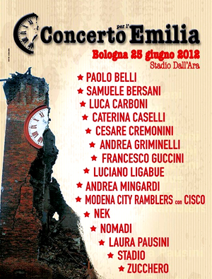 Concerto per l'Emilia. 25 giugno a Stadio Bologna