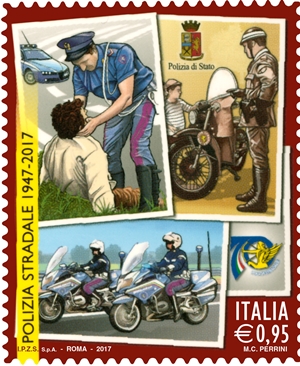 Francobollo per 70 anni della Polizia Stradale