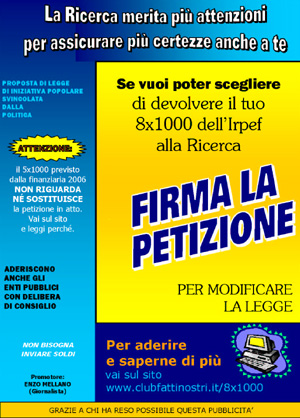 Petizione. Mellano propone lotto per mille alla ricerca